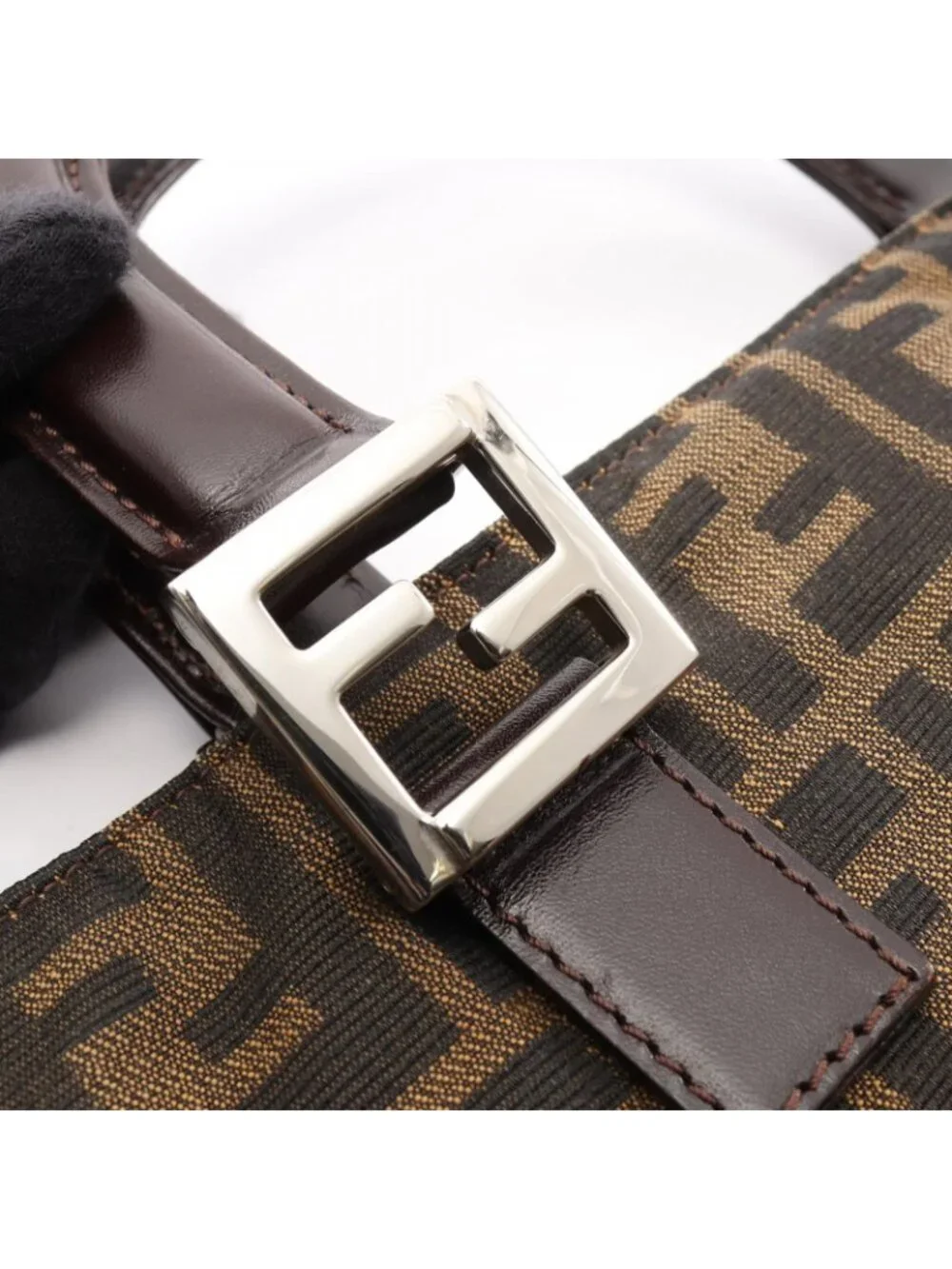 Fendi Handbag Zucca Brown Canvas Leather - Picture 10 of 10